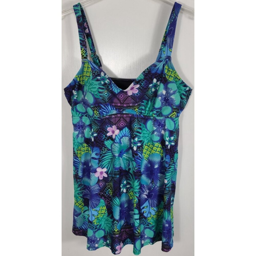 Noon Swim Women's Size 18 Floral One Piece Bathing Suit Swimwear Adj. Strap